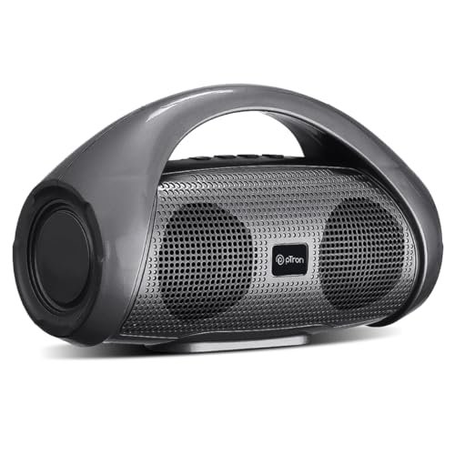 pTron Newly Launched Fusion Go 10W Portable Bluetooth Speaker with 6Hrs Playtime, Immersive Sound, Auto-TWS Function, Supports BT/USB/SD Card/AUX Playback & Lightweight (Grey)