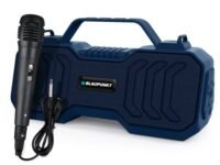 Blaupunkt Atomik BB20 Wireless Bluetooth Party Speaker 20W with Dual Passive Radiator I 1500mAh Battery I Deep Bass I Karaoke + Mic I USB I TWS I AUX I Outdoor Speaker with Carrying Strap(Royal Blue)