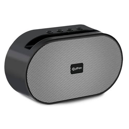 pTron Newly Launched Fusion Hook 6W Mini Bluetooth Speaker, 6 Hrs Playtime, 52mm Dynamic Driver, Bluetooth 5.0 Connectivity, TF Card/USB Playback, TWS Pairing & Integrated Controls (Grey/Black)