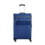 American Tourister Geneva 56 Cms Small Cabin Polyester Soft Sided 4 Spinner Wheels Luggage/Suitcase/Trolley Bag (Blue)