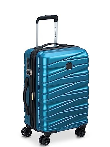 Delsey Paris Tiphanie 55 cms Small Cabin Polycarbonate Hard-Sided 4 Double Wheels Expandable Suitcase/Luggage/Trolley Bag for Travel with TSA Lock (Steel Blue)