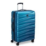 Delsey Paris Tiphanie 66 cms Medium Size Check-in Polycarbonate Hard-Sided 4 Double Wheel Suitcase/Luggage/Trolley Bag for Travel with TSA Lock (Steel Blue)