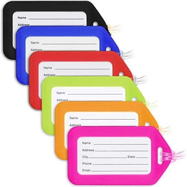 HOLLIO Luggage Tags, Smart Tags for Travel suitcases, School Bags for Easily Identification of Bags Name Tags for Kids Travel Accessories (12 Pack)