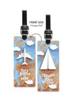 Lentikart 3D Lenticular Luggage Tag Long Single Piece | Paper Plane Motivational Quote | Luggage/Bag/Travel ID Label Tags for Suitcase & School Bags
