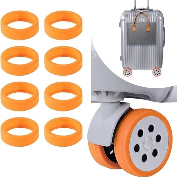 OVEERA Luggage Wheel Silicone Protector Cover 8PCS Trolley Wheel Cover Silicone Shock Absorption Wheel Cover for Trolley Bag Suitcase Wheel Cover Silicone for Most 8 Spinner Wheel Bag/Chair (8)