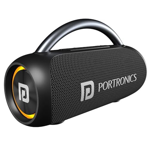 Portronics Radiant 30W Wireless Bluetooth Portable Speaker With In-Built Mic,6 Hours Playtime,HD Clarity Sound,Dual Driver,RGB LEDs,TWS Connectivity,BT5.3v,USB Drive,Aux in,Type C Fast Charging(Black)