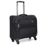 THE CLOWNFISH Wanderer Luggage Polyester Softsided Check-in Suitcase 4 Wheel Trolley Bag Laptop Roller Case (44 cms, Charcoal Black)