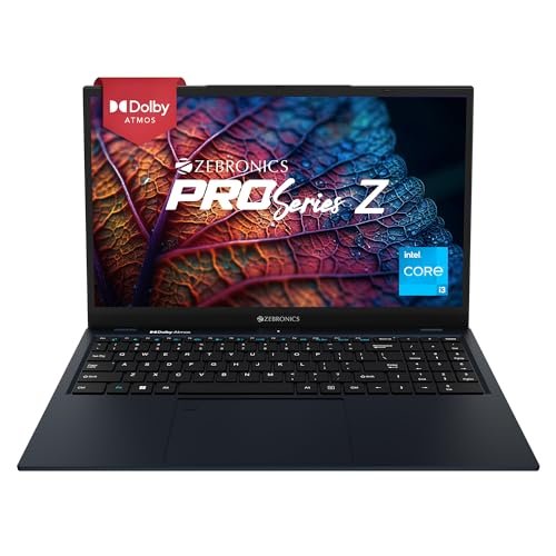 ZEBRONICS Laptop PRO Series Z NBC 3S, Intel Core 12th Gen i3 Processor (8GB RAM | 512GB SSD), 15.6-Inch (39.6 CM) IPS Display, (Ultra Slim |38.5 Wh Large Battery |Windows 11 |Midnight Blue |1.76 Kg)