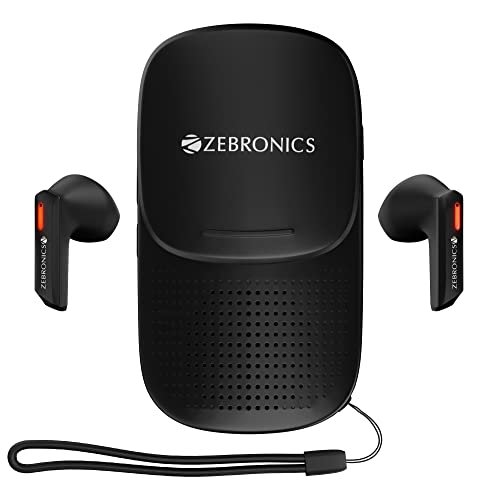 ZEBRONICS SoundBomb X1 3-in-1 Bluetooth v5.0 InEar Earbuds, Speaker Combo Black with 30 Hour Backup, Built-in LED Torch, Call Function, Voice Asst, Type C and Splash Proof Portable Design