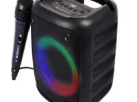 ZEBRONICS Zeb-Buddy 100 Portable BT v5.0 Speaker with TWS, 15W RMS, Wired mic Karaoke, 5H Backup, RGB LED, FM Radio, AUX, USB, Micro SD, Built in Rechargeable Battery and Mobile Holder, Black