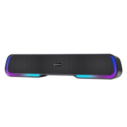 pTron Fusion One 14W Bluetooth Speaker 5.3 Mini Soundbar, 20Hrs Playback Time, 10 RGB Modes, Soundbar for Phones/TV/Laptops/Tablets, Multi Modes 3.5mm Aux/TF Card/USB/ (Carbon Black)