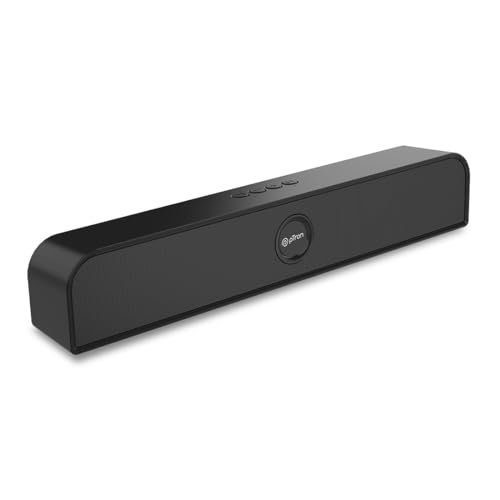 pTron Musicbot Evo 12W Bluetooth Speaker 5.0 Mini Soundbar, 10Hrs Playback Time, Stereo Soundbar for Phone/TV/Laptop/Tablets/Projectors, Multi Modes Aux/TF Card/USB Drive & TWS Pairing (Black)