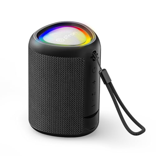 pTron Newly Launched Fusion Mount Mini Bluetooth Speaker with 12W Immersive Sound, 10H Playtime, RGB Lights, Multi-Playback Modes-BT5.1/TF Card/Aux-in Port, TWS Feature & Type-C Charging (Black)