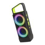 pTron Newly Launched Fusion Saga 20W Bluetooth Speaker with Punchy Stereo Sound, RGB Lights, Metal Grills, 8H Playtime, TWS Feature & Multi-Compatibility Modes-BT5.1/Aux/TF Card/USB (Black/Green)