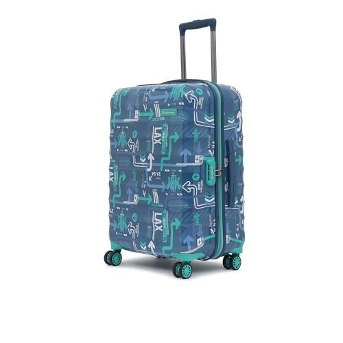 uppercase JFK (Medium) 66cm |Hardsided Check-in Trolley Bag for travel |Eco Polycarbonate Printed Luggage|Combination Lock|8 Wheel Trolley Bag|Suitcase for Men & Women |2000 Days Warranty (Denim Blue)