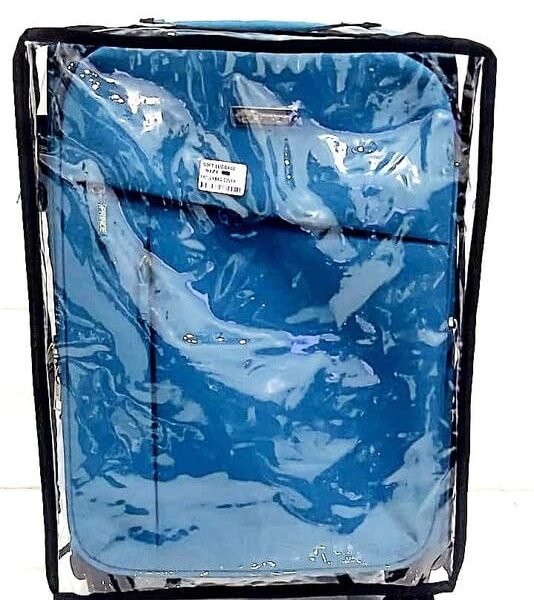 CNB Waterproof/Dustproof Suitcase Trolley Bag Cover for Soft Luggage with Zip_Size 22"_Transparent