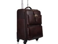 DORPER MONEYHILL Stylish and Durable Leather Trolley Luggage Bag Perfect for Travel and Business 46 litres Suitcase (Dark Brown, Leather)
