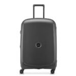 Delsey Paris Belmont Plus 71 cms Medium Size Check-in Polypropylene Hardsided 4 Double Wheels Expandable Suitcase/Luggage/Trolley Bag for Travel with ®SECURI TECH Zip (Black)