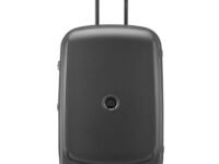 Delsey Paris Belmont Plus 71 cms Medium Size Check-in Polypropylene Hardsided 4 Double Wheels Expandable Suitcase/Luggage/Trolley Bag for Travel with ®SECURI TECH Zip (Black)