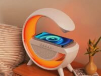 G Shape Smart Speaker with LED Wireless Fast Charger! Bluetooth Connectivity, RGB Rainbow Atmosphere Light —All in One! #SmartSpeaker