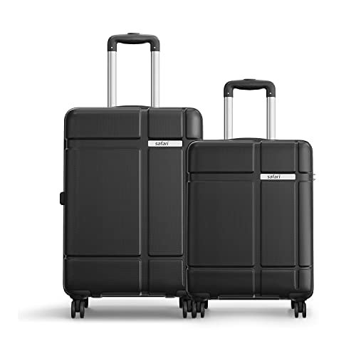 Safari Route 8 Wheels Set of 2, 55 and 65 Cms Small and Medium Trolley Bags Hard Case Polycarbonate 360 Degree Wheeling System Luggage, Trolley Bags for Travel, Suitcase for Travel, Black