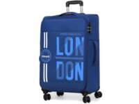 V Lite - Moscow 24"/70 cms Navy Blue Medium Check-in Softside Trolley Bag, Expandable Suitcase Travelling Luggage with Anti-Theft Zippers for Men and Women