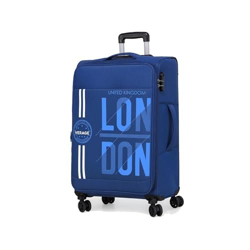 V Lite - Moscow 24"/70 cms Navy Blue Medium Check-in Softside Trolley Bag, Expandable Suitcase Travelling Luggage with Anti-Theft Zippers for Men and Women