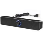 helett H20 USB Powered Computer Portable mini SoundBar used for Desktop PC,Laptop,Mobile Phone(via AUX only) Dual Speakers with 2.0 Stereo,3.5m AUX Input (Black)