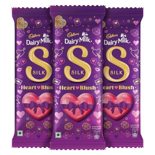 Silk Cadbury Dairy Milk Valentines Heart Blush Chocolate Bar, 150 grams (Pack of 3)