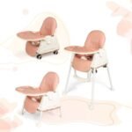 StarAndDaisy Comfort 4 in 1 Premium Multifunctional High Chair with Booster, Normal & Detachable Tray, Adjustable Height, One-Hand Adjustable, Ultra Soft Cushion for Kids/Baby. (Coffee)