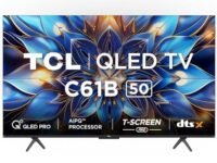 TCL 126 cm (50 inches) 4K Ultra HD Smart QLED Google TV 50C61B (Black)