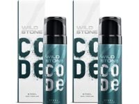 WILD STONE CODE Steel Long Lasting No Gas Body Perfume For Men, Pack Of 2 (150Ml Each), Spray