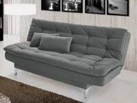 AMATA Eagle Sofa Cum Bed with Two Cushions Perfect for Home Living Room and Guests (Dark Grey) (Wood,Suede,Velvet) 3-Person Sofa