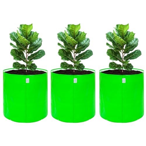 ANANDI GREEN'S Premium HDPE Uv Protected 260 GSM Round Green Colour Plant Grow Bag Suitable for Terrace and Vegetable Gardening Size 15X18 INCH Pack of 3