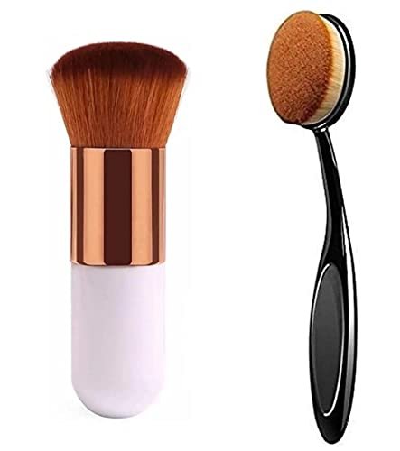 Aadav Oval Makeup Brush With Professional Blush Brush Foundation Cosmetic Brushes Tool Combo Pack