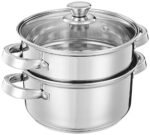 Amazon Brand - Solimo Stainless Steel Induction Bottom Steamer/Modak/Momo Maker with Glass Lid (2 litres)