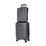Assembly Assembly 40L Hard-Sided Polycarbonate Cabin Trolley Luggage (20 Inches) with 11L Hard Shell Laptop Backpack (15.6 Inches) - Grey- StarkLite