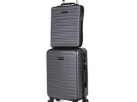 Assembly Assembly 40L Hard-Sided Polycarbonate Cabin Trolley Luggage (20 Inches) with 11L Hard Shell Laptop Backpack (15.6 Inches) - Grey- StarkLite