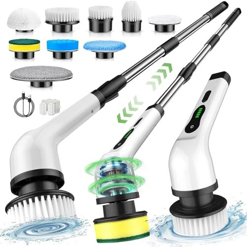 BRONTIX 9 in 1 Cordless Electric Spin mop Floor Cleaning Machine - Bathroom Cleaning Brush Electric - Electric Cleaning Brush for Home - Electric mop for Floor Cleaning - Bathroom Cleaning Machine