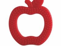 BeeBaby Apple Fruit Shape Soft Silicone Teether for 3-6 months with Carrying Case, BPA Free Teething Toy for Babies with Textured Surface for Soothing Gums. 100% Food Grade (Apple - Red)