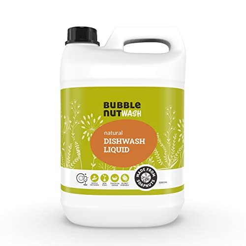 BubbleNut Wash Natural And Organic Dishwash Liquid - Herbal, Soap nuts based , Ecofriendly, Baby safe, Dishwashing liquid 5 Lits