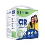 CIR Adult Diaper Pants Style | Adult Diaper Large Size (L)|Waist (90-120cm I 35" - 47") |10 hr Absorption-Protection | Unisex with Wetness Indicator | Odour Control | Goodness of Aloe Vera | 10 Units