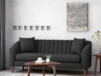 Casaliving Doraldo 3 Seater Sofa Set for Living Room (Black Colour) Premium Fabric Sofa