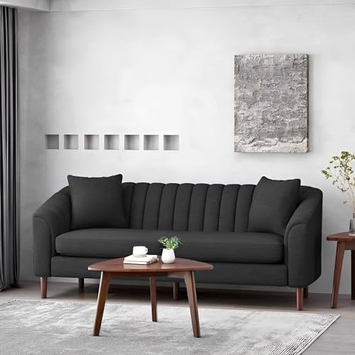 Casaliving Doraldo 3 Seater Sofa Set for Living Room (Black Colour) Premium Fabric Sofa