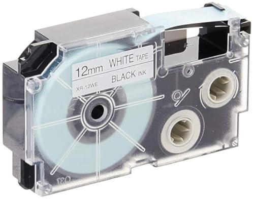 Casio XR-12WE1 Label Printer Tape (Black and White)