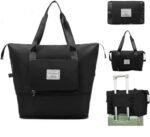 Cherryland Oxford Fabric Large Capacity Travel Bag, Foldable Travel Bag, Expandable Travel Duffel Bag, Collapsible Waterproof Large Capacity Travel Handbag, Overnight Bag For Women, Black