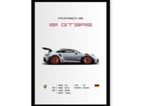 CodersParadise Porsche GT3RS Wall Poster Frames | 8x12 inch (A4 Size) | Hanging Wall Artwork Frames For Home Bedroom, Living Room and Walls Aesthetics | Framed Artworks