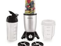 Cookwell Bullet Mixer Grinder (3 Jar, 2 Blade, Silver) - Copper, 600 Watts - 2 Year Warranty