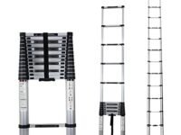 Corvids 5.0m (16.5 feet) Portable & Compact Aluminium Telescopic Ladder | 2-Year Warranty | EN131 Certified 14-Steps Foldable Multipurpose Collapsible Ladder for Home & Outdoor use Silver