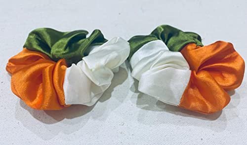 DEEGLO latest soft silk satin scrunchies for girls/women |Republic day special|(set of 2)(tricolor)